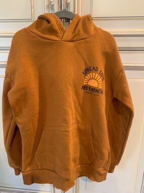 H&M Orange 'Spread Love and Kindness' Hooded Sweatshirt Kids size 6x/7